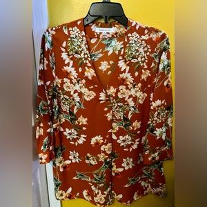 Floral Dark Orange Blouse